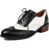 imageSHEMEE Womens Chunky Low Heels Oxfords Saddle Shoes Creeper Vintage Wingtip Brogues Perforated Flats Lace Up Pumps103 Black