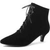 imageSHEMEE Womens Faux Suede Kitten Heels Ankle Boots Pointy Toe Lace Up Booties Small Low Heels Short Boot Office Party Dress ShoesBlack