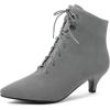 imageSHEMEE Womens Faux Suede Kitten Heels Ankle Boots Pointy Toe Lace Up Booties Small Low Heels Short Boot Office Party Dress ShoesGrey