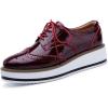 imageSHEMEE Womens Platform Low Heels Flat Lace Up Wingtip Oxfords Pumps Wedge Vintage Round Toe Brogues Dress ShoesWine Red Patent