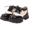 imageSHEMEE Patent Leather Chunky Mid Heels Wingtip Oxfords Lug Sole Brogues Platform Saddle Shoes for WomenPatent 1