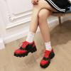 imageSHEMEE Patent Leather Chunky Mid Heels Wingtip Oxfords Lug Sole Brogues Platform Saddle Shoes for WomenPatent 2