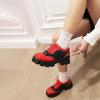 imageSHEMEE Patent Leather Chunky Mid Heels Wingtip Oxfords Lug Sole Brogues Platform Saddle Shoes for WomenPatent 2