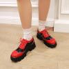imageSHEMEE Patent Leather Chunky Mid Heels Wingtip Oxfords Lug Sole Brogues Platform Saddle Shoes for WomenPatent 2