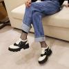 imageSHEMEE Patent Leather Chunky Mid Heels Wingtip Oxfords Lug Sole Brogues Platform Saddle Shoes for WomenPatent 3