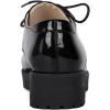 imageSHEMEE Patent Leather Chunky Mid Heels Wingtip Oxfords Lug Sole Brogues Platform Saddle Shoes for WomenPatent Black 1