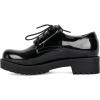 imageSHEMEE Patent Leather Chunky Mid Heels Wingtip Oxfords Lug Sole Brogues Platform Saddle Shoes for WomenPatent Black 1
