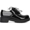 imageSHEMEE Patent Leather Chunky Mid Heels Wingtip Oxfords Lug Sole Brogues Platform Saddle Shoes for WomenPatent Black 1