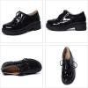 imageSHEMEE Patent Leather Chunky Mid Heels Wingtip Oxfords Lug Sole Brogues Platform Saddle Shoes for WomenPatent Black