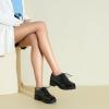 imageSHEMEE Patent Leather Chunky Mid Heels Wingtip Oxfords Lug Sole Brogues Platform Saddle Shoes for WomenPatent Black