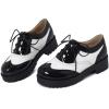 imageSHEMEE Patent Leather Chunky Mid Heels Wingtip Oxfords Lug Sole Brogues Platform Saddle Shoes for WomenPatent White