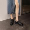 imageSHEMEE Patent Leather Chunky Mid Heels Wingtip Oxfords Lug Sole Brogues Platform Saddle Shoes for WomenPu Black