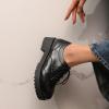 imageSHEMEE Patent Leather Chunky Mid Heels Wingtip Oxfords Lug Sole Brogues Platform Saddle Shoes for WomenPu Black