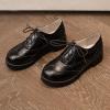 imageSHEMEE Patent Leather Chunky Mid Heels Wingtip Oxfords Lug Sole Brogues Platform Saddle Shoes for WomenPu Black