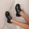 imageSHEMEE Patent Leather Chunky Mid Heels Wingtip Oxfords Lug Sole Brogues Platform Saddle Shoes for WomenPu Black