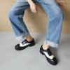 imageSHEMEE Patent Leather Chunky Mid Heels Wingtip Oxfords Lug Sole Brogues Platform Saddle Shoes for WomenPu White 2