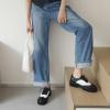 imageSHEMEE Patent Leather Chunky Mid Heels Wingtip Oxfords Lug Sole Brogues Platform Saddle Shoes for WomenPu White 2