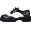 imageSHEMEE Patent Leather Chunky Mid Heels Wingtip Oxfords Lug Sole Brogues Platform Saddle Shoes for WomenPu White 2