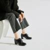 imageSHEMEE Womens Chunky Lace Up Vintage Oxfords Dress Pumps Round Toe Block Mid Heels Retro Brogues ShoesBlack Patent