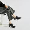 imageSHEMEE Womens Chunky Lace Up Vintage Oxfords Dress Pumps Round Toe Block Mid Heels Retro Brogues ShoesBlack Patent