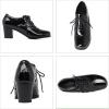imageSHEMEE Womens Chunky Lace Up Vintage Oxfords Dress Pumps Round Toe Block Mid Heels Retro Brogues ShoesBlack Patent