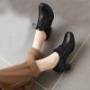 imageSHEMEE Womens Chunky Lace Up Vintage Oxfords Dress Pumps Round Toe Block Mid Heels Retro Brogues ShoesBlack Pu