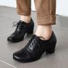 imageSHEMEE Womens Chunky Lace Up Vintage Oxfords Dress Pumps Round Toe Block Mid Heels Retro Brogues ShoesBlack Pu