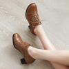 imageSHEMEE Womens Chunky Lace Up Vintage Oxfords Dress Pumps Round Toe Block Mid Heels Retro Brogues ShoesBrown Pu