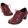 imageSHEMEE Womens Chunky Lace Up Vintage Oxfords Dress Pumps Round Toe Block Mid Heels Retro Brogues ShoesBurgundy Pu