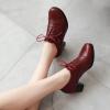 imageSHEMEE Womens Chunky Lace Up Vintage Oxfords Dress Pumps Round Toe Block Mid Heels Retro Brogues ShoesBurgundy Pu