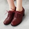 imageSHEMEE Womens Chunky Lace Up Vintage Oxfords Dress Pumps Round Toe Block Mid Heels Retro Brogues ShoesBurgundy Pu