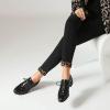 imageSHEMEE Womens Chunky Low Heels Oxfords Saddle Shoes Creeper Vintage Wingtip Brogues Perforated Flats Lace Up Derby Shoes106 Black