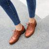 imageSHEMEE Womens Chunky Low Heels Oxfords Saddle Shoes Creeper Vintage Wingtip Brogues Perforated Flats Lace Up Derby Shoes106 Brown