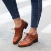 imageSHEMEE Womens Chunky Low Heels Oxfords Saddle Shoes Creeper Vintage Wingtip Brogues Perforated Flats Lace Up Derby Shoes106 Brown