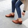 imageSHEMEE Womens Chunky Low Heels Oxfords Saddle Shoes Creeper Vintage Wingtip Brogues Perforated Flats Lace Up Derby Shoes106 Brown