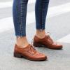 imageSHEMEE Womens Chunky Low Heels Oxfords Saddle Shoes Creeper Vintage Wingtip Brogues Perforated Flats Lace Up Derby Shoes106 Brown