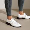 imageSHEMEE Womens Chunky Low Heels Oxfords Saddle Shoes Creeper Vintage Wingtip Brogues Perforated Flats Lace Up Derby Shoes106 White