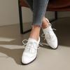 imageSHEMEE Womens Chunky Low Heels Oxfords Saddle Shoes Creeper Vintage Wingtip Brogues Perforated Flats Lace Up Derby Shoes106 White