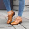 imageSHEMEE Womens Chunky Low Heels Oxfords Saddle Shoes Creeper Vintage Wingtip Brogues Perforated Flats Lace Up Derby Shoes106 Yellow