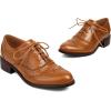 imageSHEMEE Womens Chunky Low Heels Oxfords Saddle Shoes Creeper Vintage Wingtip Brogues Perforated Flats Lace Up Derby Shoes106 Yellow