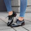 imageSHEMEE Womens Chunky Low Heels Oxfords Saddle Shoes Creeper Vintage Wingtip Brogues Perforated Flats Lace Up Derby Shoes107 Black