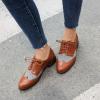 imageSHEMEE Womens Chunky Low Heels Oxfords Saddle Shoes Creeper Vintage Wingtip Brogues Perforated Flats Lace Up Derby Shoes107 Brown
