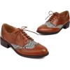 imageSHEMEE Womens Chunky Low Heels Oxfords Saddle Shoes Creeper Vintage Wingtip Brogues Perforated Flats Lace Up Derby Shoes107 Brown