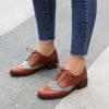 imageSHEMEE Womens Chunky Low Heels Oxfords Saddle Shoes Creeper Vintage Wingtip Brogues Perforated Flats Lace Up Derby Shoes107 Brown