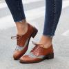 imageSHEMEE Womens Chunky Low Heels Oxfords Saddle Shoes Creeper Vintage Wingtip Brogues Perforated Flats Lace Up Derby Shoes107 Brown