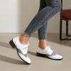 imageSHEMEE Womens Chunky Low Heels Oxfords Saddle Shoes Creeper Vintage Wingtip Brogues Perforated Flats Lace Up Derby Shoes107 White