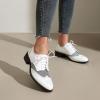 imageSHEMEE Womens Chunky Low Heels Oxfords Saddle Shoes Creeper Vintage Wingtip Brogues Perforated Flats Lace Up Derby Shoes107 White