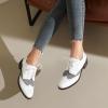 imageSHEMEE Womens Chunky Low Heels Oxfords Saddle Shoes Creeper Vintage Wingtip Brogues Perforated Flats Lace Up Derby Shoes107 White
