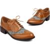 imageSHEMEE Womens Chunky Low Heels Oxfords Saddle Shoes Creeper Vintage Wingtip Brogues Perforated Flats Lace Up Derby Shoes107 Yellow