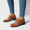 imageSHEMEE Womens Chunky Low Heels Oxfords Saddle Shoes Creeper Vintage Wingtip Brogues Perforated Flats Lace Up Derby Shoes107 Yellow